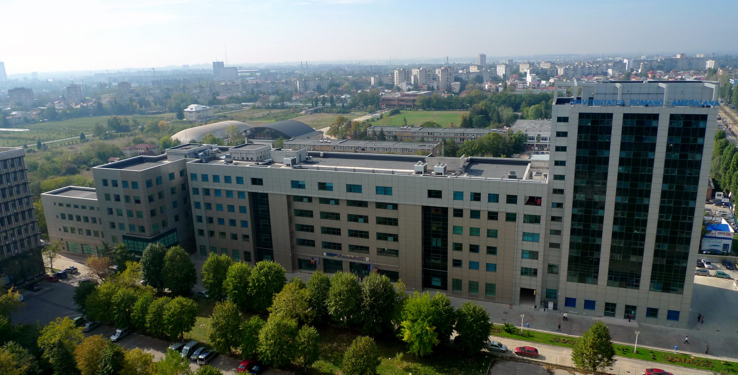 Exterior of the Romanian-American University campus in Bucharest